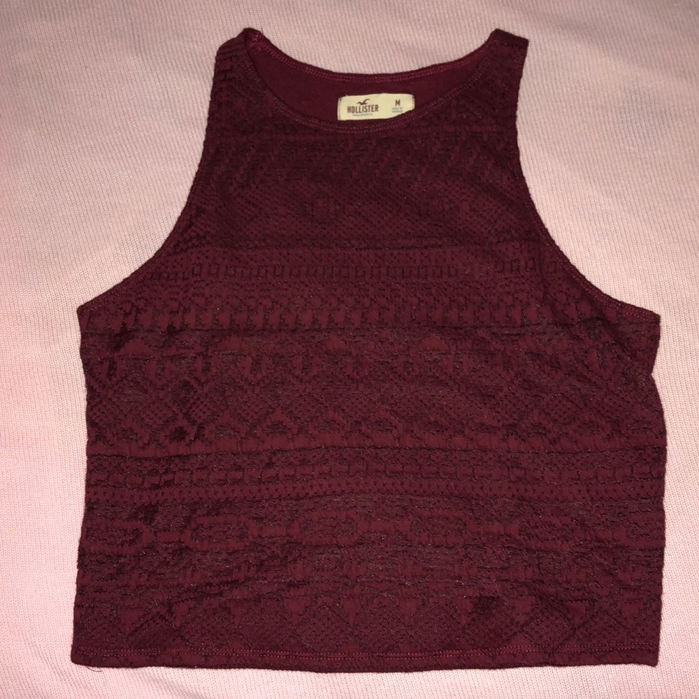Hollister Halter Burgundy Crop Top